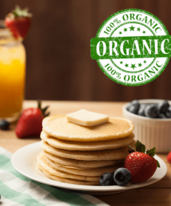 Stack of organic buttermilk pancakes