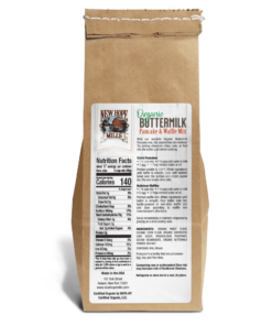 Image of back of Organic Buttermilk mix in a brown bag