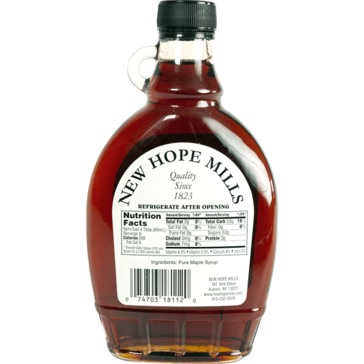 New Hope Mills Pure Maple Syrup back