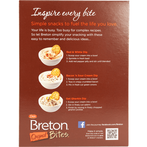 Back of box of Breton Bites original crackers
