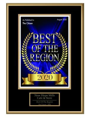 New Hope Mills Best of the Region award