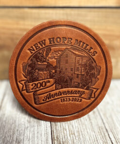 Photo of New Hope Mills 200th Year Anniversary Leather Coaster