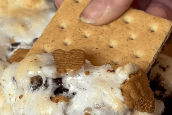 Photo showing completed S'mores Brownie Dip recipe