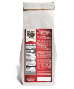 Back of New Hope Mills White Chocolate Peppermint bag with nutritional facts