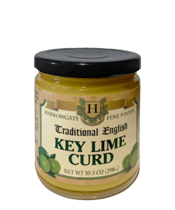Traditional English Key Lime Curd in a 10.5oz Glass Jar.
