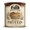A photo of the front of the can of New Hope Mills New Protein Pancake Mix