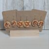 image of all three clay dangle pancake earrings, classic, apple cinnamon and blueberry